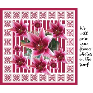 Custom Flowers Photo Chiffon scarf Stripes design with Personalization - photos of flowers