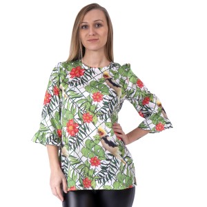 Personalized 3/4 sleeve blouse with your parrot's photo. Custom women's blouse with pets design 