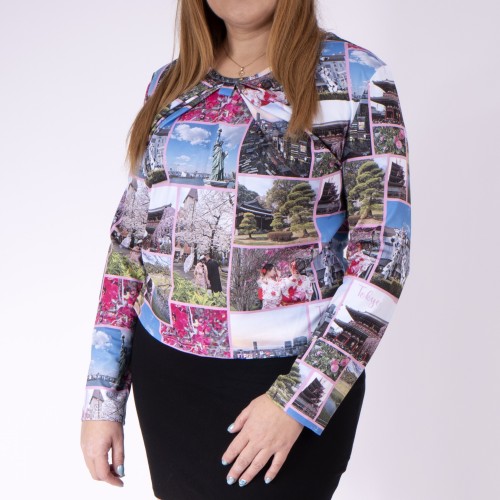 Personalized long sleeve blouse with your photos. Custom women's blouse Tokyo, Japan