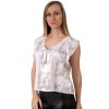 Personalized short satin blouse with your drawing and flowers. Custom women's blouse without sleeves 