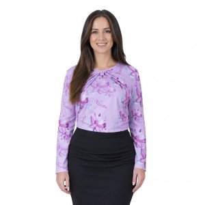 Custom long sleeve blouse with your flower drawing and text. Personalized women's blouse 