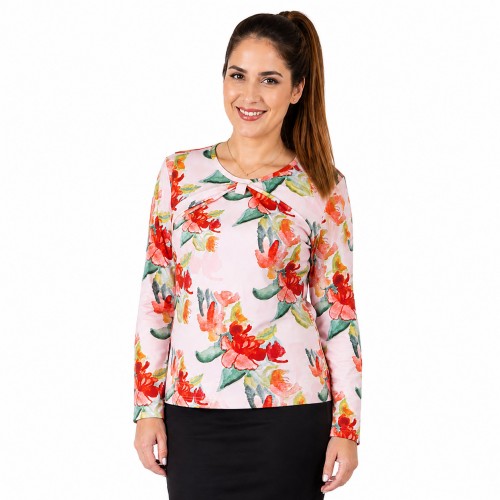 Personalized long sleeve blouse with your flower drawing. Custom women's blouse 
