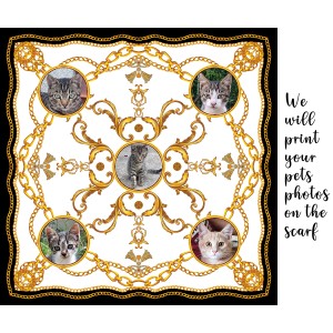 Custom Pets Photo Chiffon scarf Baroque design with Personalization - photos of cat, dog, parrot
