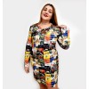 Personalized long sleeve dress with your favorite books. Custom women's midi dress with book covers 