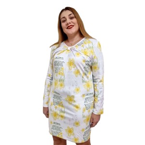 Personalized long sleeve dress with your flower drawing and text. Custom women's midi dress 