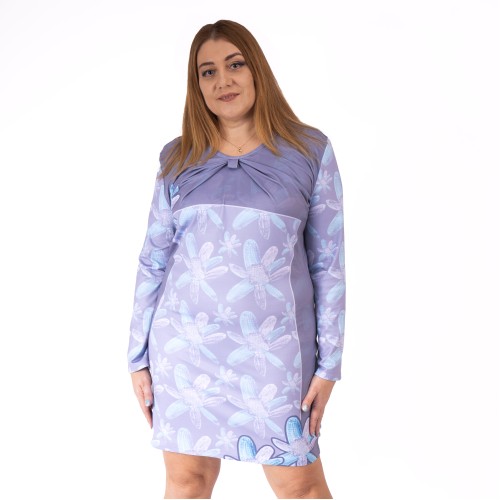 Personalized long sleeve dress with your flower drawing. Custom women's dress