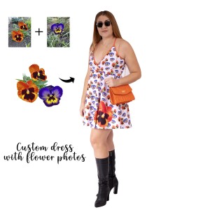 Custom dress with your flower photos. Personalized women's summer cami dress