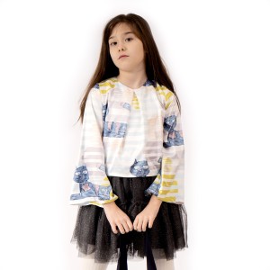 Personalized kids long sleeve blouse with your drawing. Custom design satin blouse for girls. Create your pattern 
