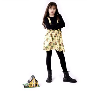 Your constructor toy on a skirt. Custom kids short skirt with straps. Create a unique skirt for your girl 
