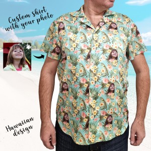 Custom Stylish Hawaiian Shirt With Face For Men and Women | Custom Photo Shirt | Personalized Shirt with Tropical Flower Design 