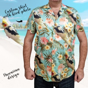 Custom Stylish Hawaiian Shirt With Parrot For Men and Women | Custom Bird Photo Shirt | Personalized Shirt with Tropical Flower Design 