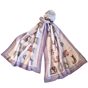 Custom Photo Chiffon scarf with small illustrations - Original gift - personalized scarves 
