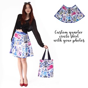 Custom women's quarter circle skirt with your photos. Personalized women's midi skirt with your images