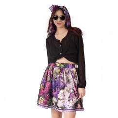 Custom women's midi skirt with your flowers photo. Personalized women's midi floral skirt