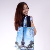 All-Over Print Custom Tote Bag with your Photo and Blue flowers. Original bag you can personalize 
