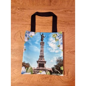 All-Over Print Custom Tote Bag with your Photo and Blue flowers. Original bag you can personalize 